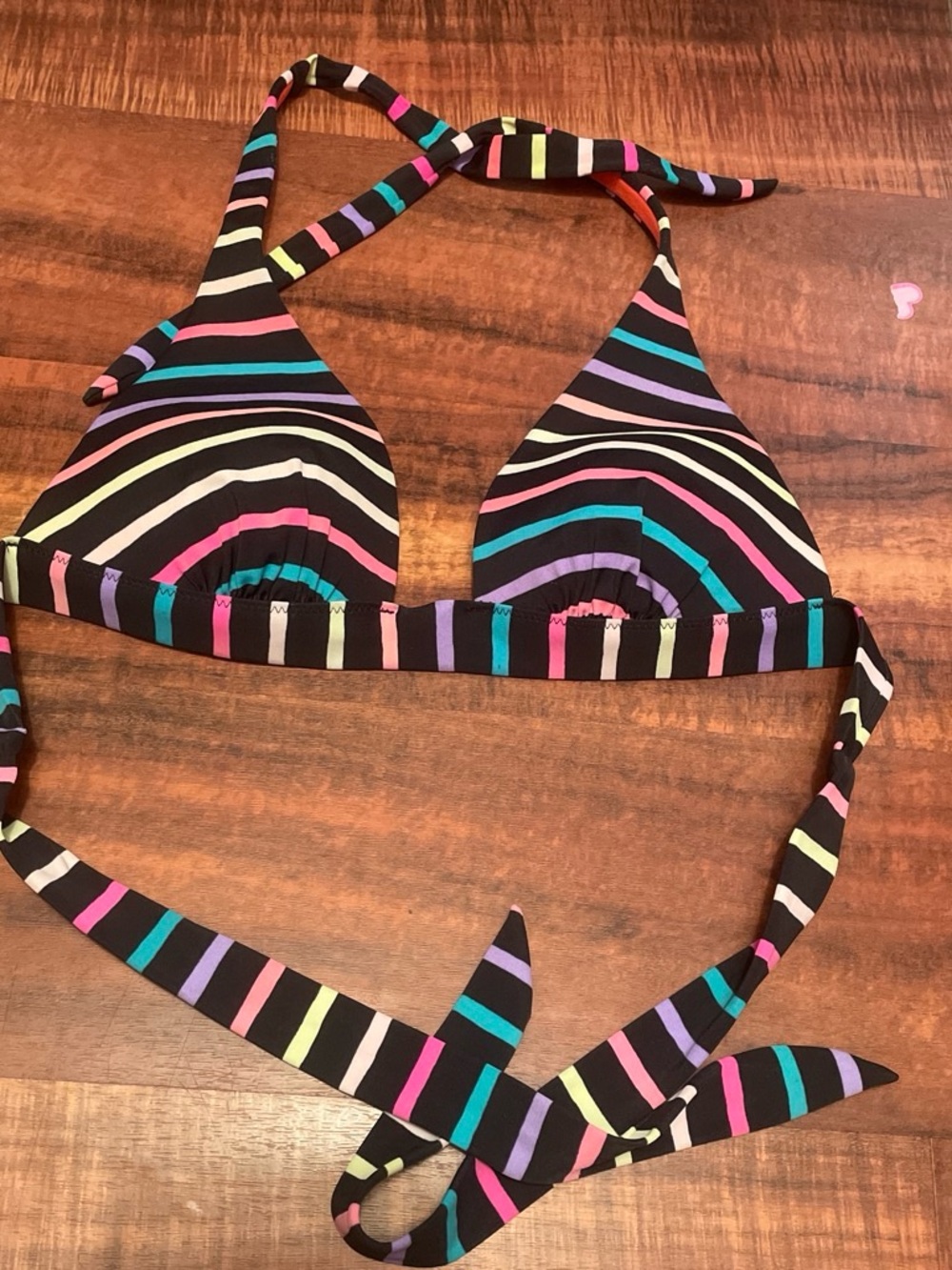 Victoria's Secret Black Multi-Stripe Triangle Bikini Top